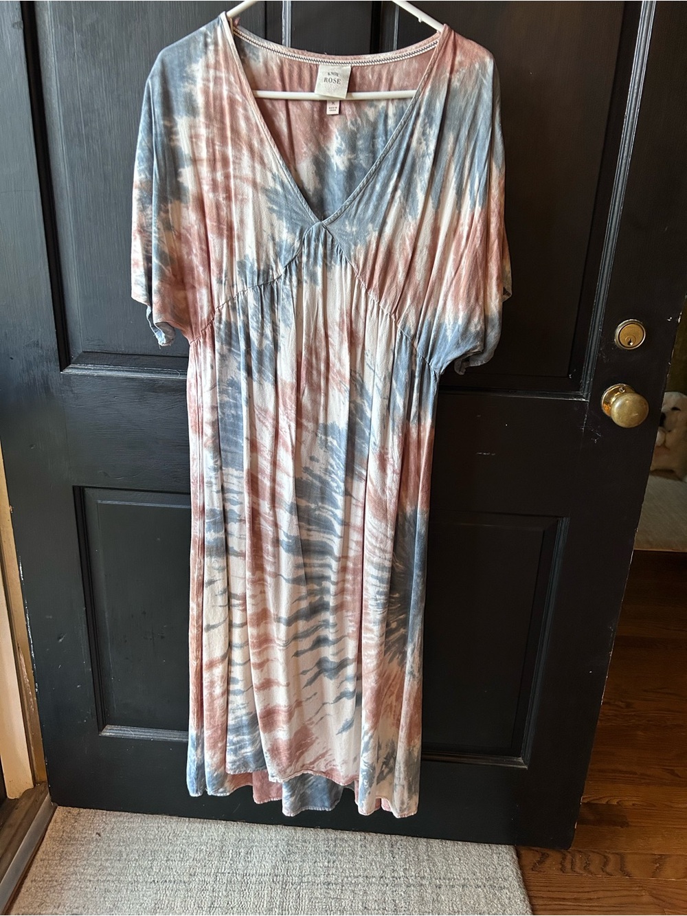 Knox Rose Pink & Blue Tie-Dye V-Neck Dress